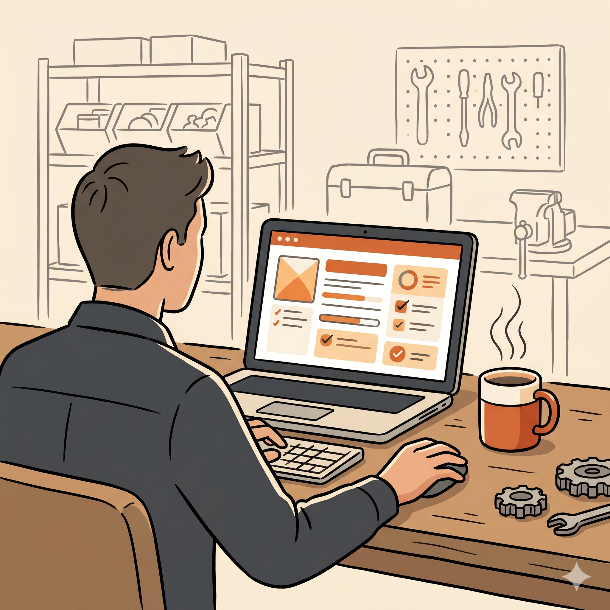 A confident new hire working with a digital playbook open